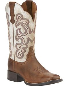 Ariat Women's Quickdraw Cowgirl Boots - Square Toe, Brown Cowgirl Boots Square Toe, Classic Black Boots, Boots For Ladies, Bota Country, Dr Shoes, Wedding Boots, Ariat Boots, Boots Square Toe, Estilo Country