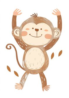 a drawing of a monkey with its arms in the air