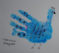 a drawing of a blue bird with black dots on it's feathers and feet