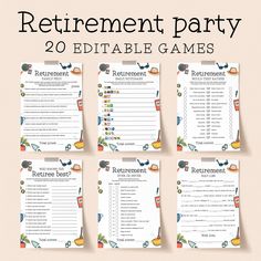 the printable retirement party game is shown