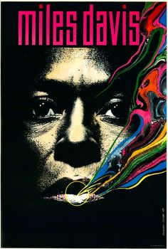 a black and white poster with the words miles davis on it