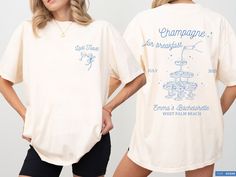 Elevate the bachelorette party experience with this exclusive, carefully crafted Custom Champagne Last Toast Bach T-shirt and Sweatshirt. Made from premium cotton, these shirts guarantee not only exceptional style but also genuine comfort for the celebration, making them the perfect gift for bridesmaids and the bride-to-be on that last toast girls' trip. Cheers! 🥂 NOTE: You can expect a draft of your custom print within 24 hours for your review and approval. Please keep an eye out for a message Summer Honeymoon Short Sleeve Tops, Summer Short Sleeve Tops For Honeymoon, Summer Honeymoon T-shirt With Short Sleeves, Summer Honeymoon Short Sleeve T-shirt, Short Sleeve T-shirt For Honeymoon In Summer, Short Sleeve T-shirt For Summer Honeymoon, Relaxed Fit Crew Neck Top For Bachelorette Party, Summer Crew Neck T-shirt For Bachelorette Party, Summer Crew Neck Tops For Bachelorette Party