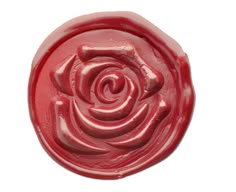 a wax stamp with a rose on it