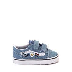 Vans Old Skool V Skate Shoe - Baby / Toddler - Denim / Floral | Journeys Casual Blue Skate Shoes For Spring, Vans Cotton Canvas Shoes For Skateboarding, Vans Cotton Canvas Skateboarding Shoes, Spring Skate Shoes With Round Toe For Skateboarding, Spring Skateboarding Shoes With Round Toe, Spring Round Toe Skate Shoes For Skateboarding, Blue Low-top Skate Shoes For Spring, Spring Blue Low-top Skate Shoes, Vans Canvas Shoes For Skateboarding In Spring