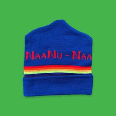 Vintage 1980s DEADSTOCK acrylic intarsia knit ski beanie hat. Made in the USA by Regis Sportswear in the early 80s, kept in storage until now! NaaNu-NaaNu (Mork and Mindy?) print. One size fits adult heads. Our item #369007 Retro Winter Beanie, Retro Winter Hat One Size, Vintage Winter Hats For Streetwear, Retro Winter Beanie Hat, Retro Beanie Hat One Size, Retro Beanie Hat, One Size Fits Most, Retro Winter Hat, Vintage Winter Hats One Size, Mork And Mindy