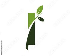 the letter i with leaves on it is green and has been designed to be used as a