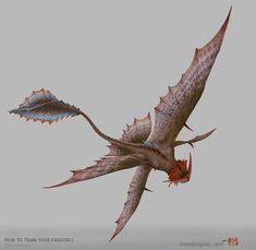 an image of a dragon flying in the air with wings extended and tail curled up