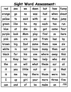 sight word worksheet with words and pictures