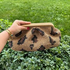 Leopard Print Crochet Raffia Beach Bag Woven Straw Summer Pouch Clutch Bag Eco-friendly Bags Handmade Gift - Etsy Everyday Brown Clutch For Summer, Summer Travel Pouch Clutch, Summer Travel Clutch Pouch, Handmade Brown Clutch For Summer, Casual Summer Clutch With Removable Pouch, Brown Handheld Clutch For Summer, Handheld Brown Clutch For Summer, Travel Woven Brown Pouch, Brown Woven Travel Pouch