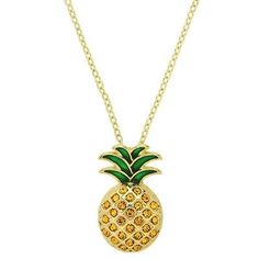 Pineapple Necklace Crystal Rhinestone Tropical Leaf Fruit Beach Jewelry GOLD  | eBay Trendy Jeweled Gold Jewelry, Trendy Gold Rhinestone Necklace Gift, Trendy Gold Jewelry For Vacation, Trendy Gold Necklace For Vacation, Pineapple Necklace, Gold Sign, Tropical Leaf, Necklace Crystal, Pendant Design