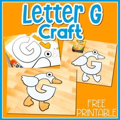 the letter g craft is made with paper and scissors to make it look like a duck