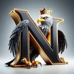 the letter n has an eagle with a crown on it