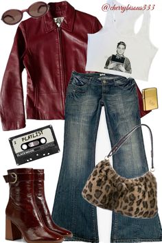 outfit fashion clothing style aesthetic lana del rey core blue jeans red vintage americana rockstar gf leopard 70s Boho Rockstar Aesthetic, Lana Core Aesthetic Outfit, 70 Rock Outfits Women, Outfit Ideas Lana Del Rey, Western 70s Fashion, Vintage Americana Clothes, Cherry Red Fashion