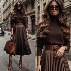 Chic Wear Style Fashion, Luxurious Style Fashion, Pretty Autumn Outfits, Elegant Modern Style, Chic Autumn Outfits Classy, Elegant Wear For Women, Old Money Women Outfits Dresses, Office Elegant Outfit, Classic Sophisticated Style