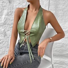 F00190165-103 Leather Vest Women, Faux Leather Vest, Leather Bustier, Summer Vest, Vest Women, Corset Crop Top, Halter Strap, Summer Chic, Summer Tank Tops