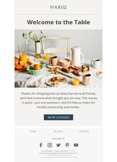 the foodie website homepage is shown with an image of breakfast items on it