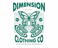 the logo for dimension clothing co, which has been designed to look like a butterfly