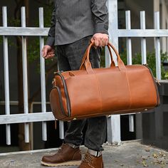 Full Grain Leather Duffle Bag Carry On Garment Bag Convertible Garment Bag with Shoe Compartment Mens Garment Bag for Travel Suit This garment duffle bag is not only an overnight bag, travel weekender bag but also a great duffel hanging clothes bag. Ideal for the people who often go for business trip,hiking,gym,weekend away or touring performances.You can use it as luggage bag,handbag, shoulder bag or cross bag as you like. The garment bags for travel have a detachable and adjustable shoulder st Leather Gym Bag, Garment Duffle Bag, Leather Garment Bag, Leather Duffle Bag Men, Mens Weekend Bag, Leather Holdall, Overnight Travel Bag, Leather Duffel Bag, Leather Weekender Bag