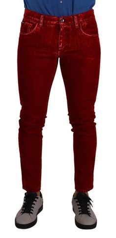 Dolce & Gabbana Red Cotton Stretch Skinny Denim Trouser Jeans Mens Designer Jeans, Jeans Logo, Dolce E Gabbana, Designer Jeans, Denim Trousers, Guess Jeans, Jeans Color, Dolce & Gabbana, Trouser Jeans