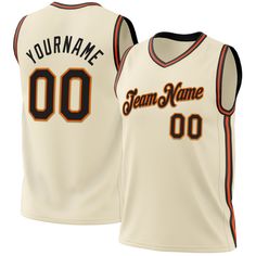 Custom Cream Black Orange-Old Gold Authentic Throwback Basketball Jersey Cream Basketball Jersey, Collegiate Basketball Jersey With Team Name, Varsity Basketball Jersey In Team Colors, Collegiate Basketball Jersey, Collegiate Basketball Jersey With Letter Print, Team-colored Basketball Jersey With Team Name, Collegiate Sleeveless Jersey With Letter Print, Basketball Jersey With Team Name For Sports Season, Basketball Jersey With Team Name