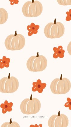 an image of pumpkins and flowers on a white background