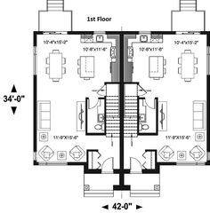 the floor plan for two story apartment with lofts and living room, which are connected to