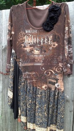 Recycled Fashion Upcycling, Upcycled Tshirt Dress, Vintage Long Sleeve Upcycled Top, Upcycle Clothes T-shirts & Tank Tops, Spring Bohemian Upcycled Dress, Fashion Upcycling, Blue Bohemian Upcycled Dress, Altered T Shirts, Silk Kimono Jacket