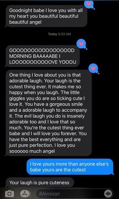 two texts that are being used to describe someone's love for him and her