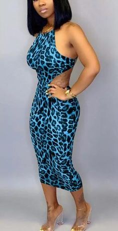 Friction blue Beautiful Leopard cheetah print bodycon maxi style dress with crisscross back Mid Calf Dresses, Cheetah Print Dress, Blue Leopard, Body Con Dress, Maxi Styles, Leopard Dress, Cheap Shoes, Wholesale Shoes, Trend Fashion