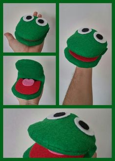 instructions to make a pep the frog finger puppet