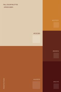 an orange and brown color scheme with the words fall colors palettes in different shades