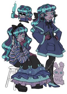 Monster High Artstyle, Monster High Twyla Redesign, Monster High Twyla Outfit, Monster High Scenes, Monster Prom Aesthetic, Twyla Cosplay, Clawdeen Wolf Redesign, Monster High Design