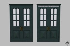 two green doors with ornate designs on them