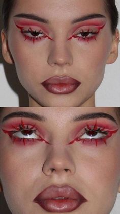 Make Up Halloween Aesthetic, Halloween Makeup Aesthetic, Cybercore Makeup, Graphic Eye Makeup, Fall Inspired Makeup, Drag Make-up, Avant Garde Makeup, Rave Makeup, Alternative Makeup