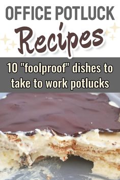 the cover of office potluck recipes is shown with text overlaying it