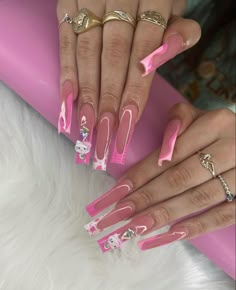 Acrylic Toe Nails, Hello Nails, Long Acrylic Nail Designs, Colored Acrylic Nails, Baddie Nails, Glow Nails, Really Cute Nails, Acrylic Nails Coffin Pink, Long Square Acrylic Nails