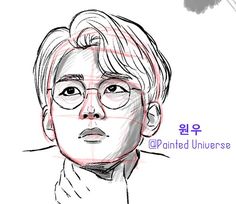 a drawing of a man with glasses on his face and the words pointed universe above him