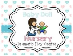 a baby doll nursery logo with a woman holding a baby in her lap and the words nursery nursery pramatic play center