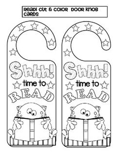 two door hangers with words that read, shh time to read and have stars on