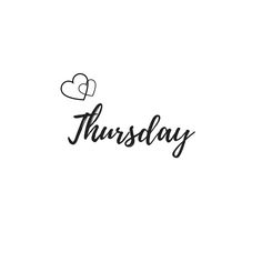 the word thursday written in cursive writing on a white background with hearts