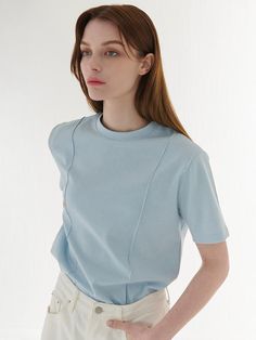 Composition : COTTON MODAL 60 / POLYESTER 35 / SPAN 5Color : SKY BLUE Country of Origin : KOREA Blue Relaxed Fit Crew Neck Short Sleeve Top, Light Blue Relaxed Fit Sporty Top, Light Blue Short Sleeve Top With Relaxed Fit, Blue Relaxed Fit Short Sleeve Tops, Blue Short Sleeve Tops With Relaxed Fit, Sky Blue, Blue Sky, Composition, Top Outfits