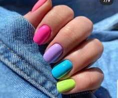 Nails Multicolor, Unghie Sfumate, Cute Gel Nails, Nails For Kids, Cool Nail Designs, Summer Nail