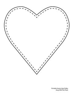 a heart shape with stitching on the side and an arrow at the top, in black and white