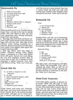 the recipe for buttermilk pie is shown in blue and white text, along with other ingredients