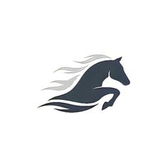 a black horse with white manes on it's head is seen in this logo