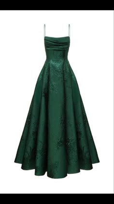 Green Prom Dresses Long, Green Prom Dresses, Jacquard Gown, Green Prom, Spaghetti Strap Prom Dress, Aesthetic White, Prom Dress Inspiration, Cute Prom Dresses, Long Prom Dresses