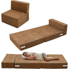 The Lilypelle 3in1 Kids's Fold-Out Couch Bed is the ultimate versatile solution for your little ones comfort and playtime! Made with high-density foam and soft polyester fabric, it offers a cozy space that doubles as a floor mattress, sofa, and play couch. Perfect for reading, napping, or play, its ideal for any room in the house. The removable, machine-washable cover makes cleaning a breeze, while its foldable design allows for easy storage and portability, complete with a handy storage bag. Pl Low Shelving, Vw Buzz, Camping Platform, Floor Futon, Diy Daybed, Sofa Dimension, Floor Couch, Foldable Mattress, Folding Mattress