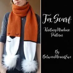 the fox scarf is knitted in white and orange