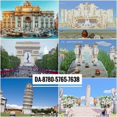 the collage shows different architectural styles and buildings in various locations around the world,