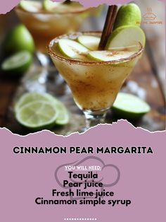 the recipe for cinnamon pear margarita is shown